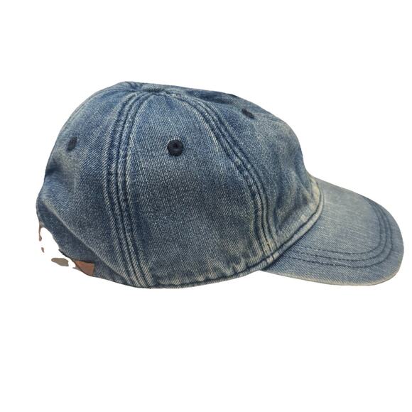 Madewell Denim Leather Strapback Hat Cap Dad Hat Cotton OS - Picture 1 of 6